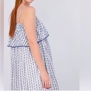 Polo Ralph Lauren Blue White Paisley Ruffled Midi Sun Dress. Women Sz 16